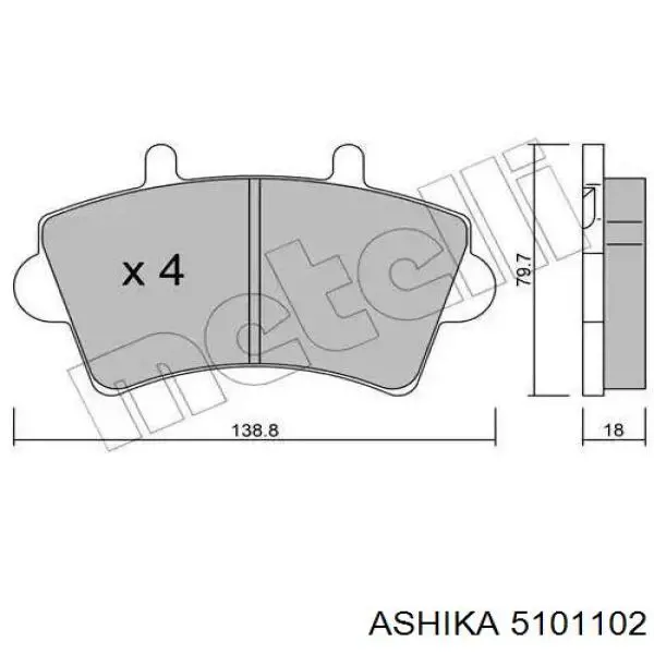 Задні гальмівні колодки 5101102 Ashika