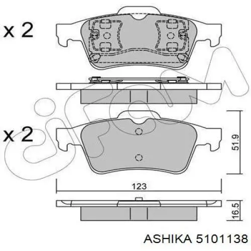 Задні гальмівні колодки Ashika 5101138 ціна, від 13.61 USD