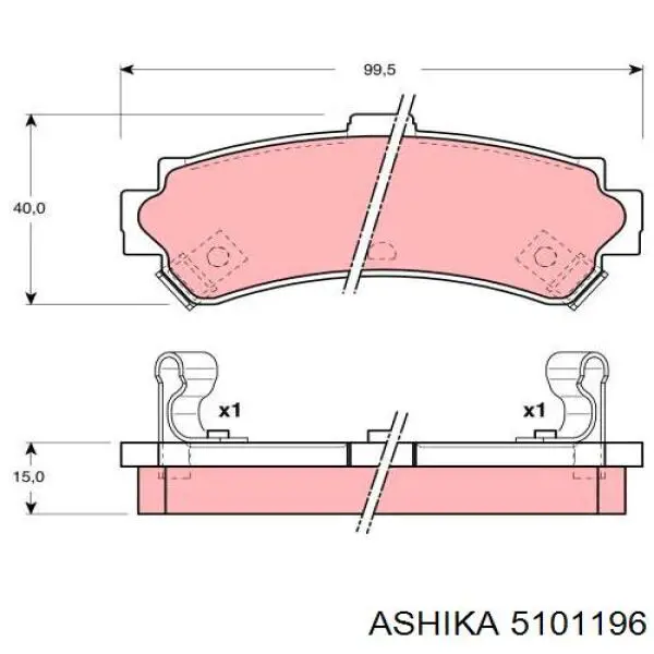 Колодки гальмові задні, дискові 5101196 Ashika