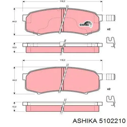 Колодки гальмові задні, дискові 5102210 Ashika