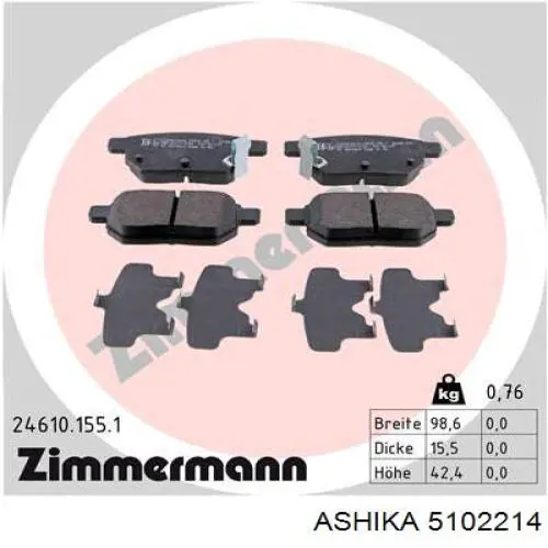 Задні гальмівні колодки Ashika 5102214 ціна, від 14.02 USD