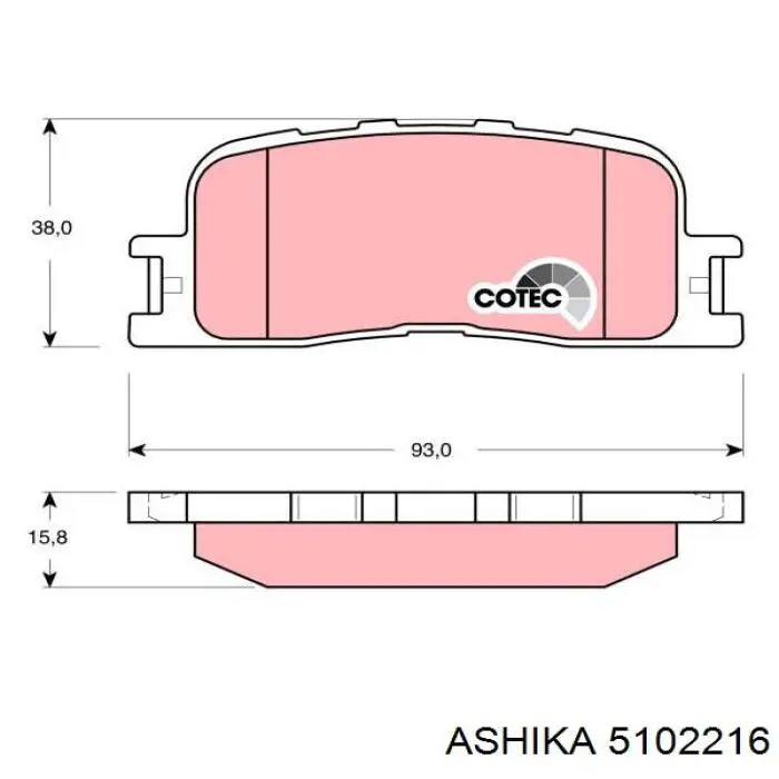 Колодки гальмові задні, дискові 5102216 Ashika