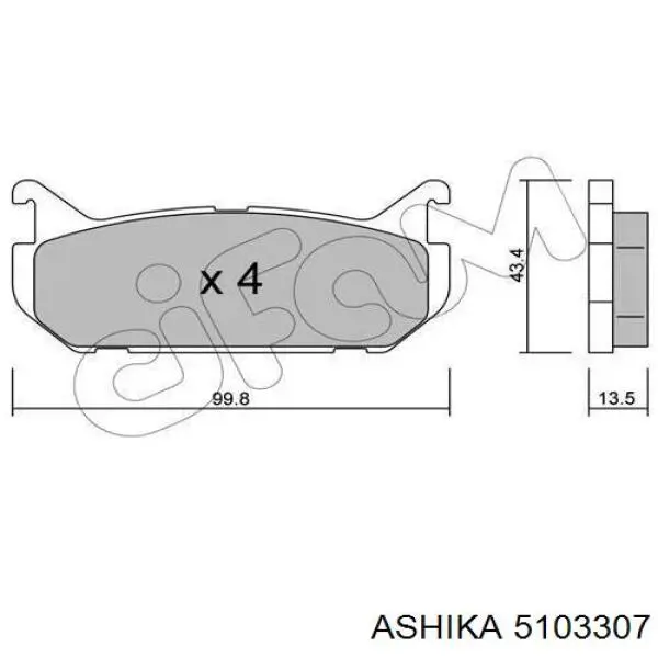 Задні гальмівні колодки Ashika 5103307 ціна, від 12.32 USD