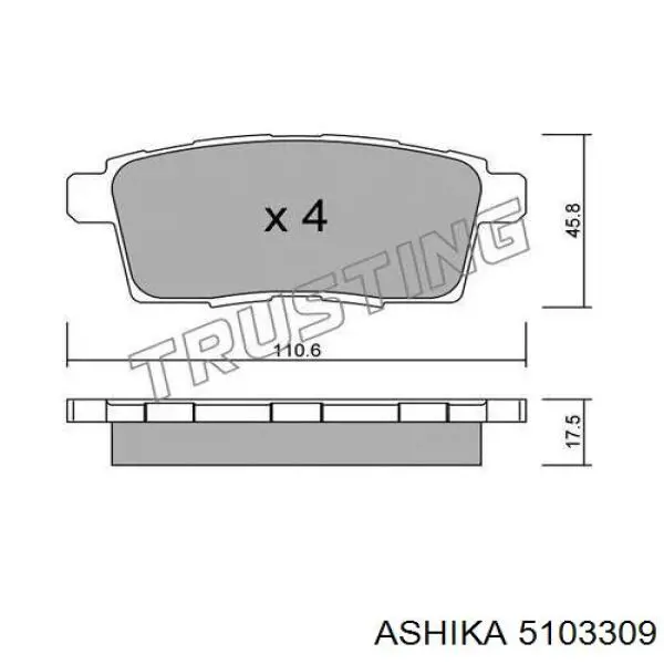 5103309 Ashika Колодки гальмівні задні, дискові