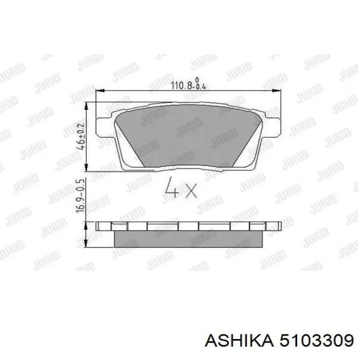 Задні гальмівні колодки Ashika 5103309 ціна, від 22.80 USD