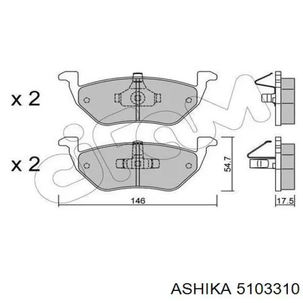 5103310 Ashika Колодки гальмівні задні, дискові