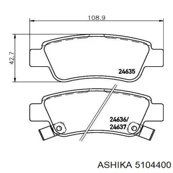 Купити 5104400 Ashika Задні колодки
