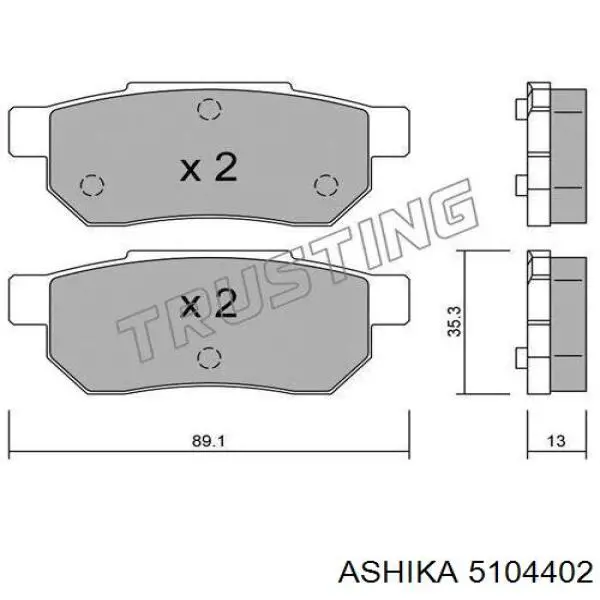 Задні гальмівні колодки Ashika 5104402 ціна, від 15.74 USD