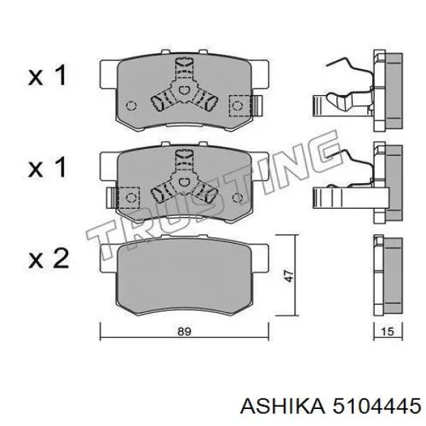 Колодки гальмові задні, дискові 5104445 Ashika