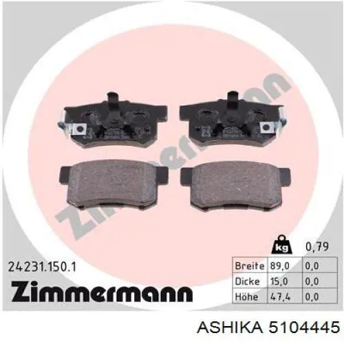 Задні гальмівні колодки Ashika 5104445 ціна, від 22.07 USD