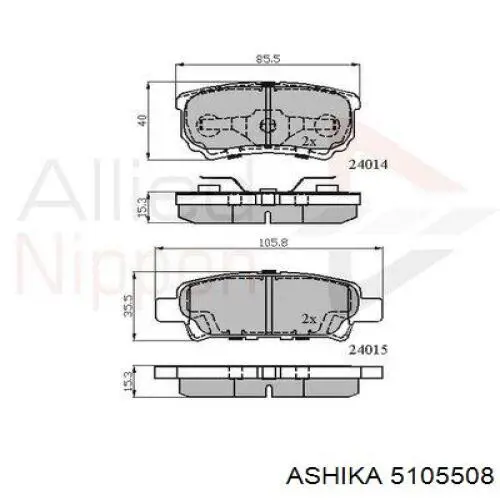 Задні гальмівні колодки Ashika 5105508 ціна, від 19.40 USD