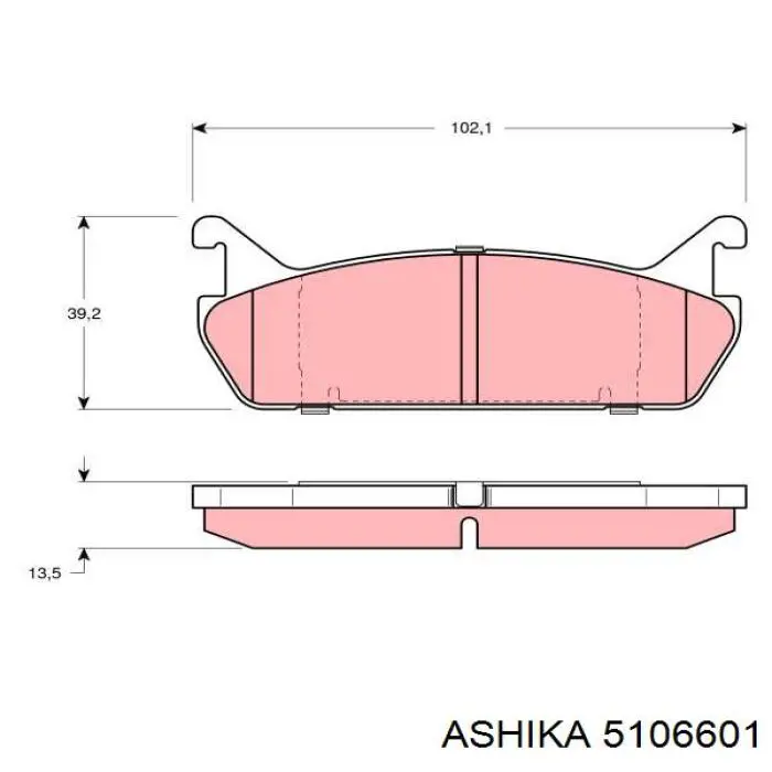 Колодки гальмові задні, дискові 5106601 Ashika