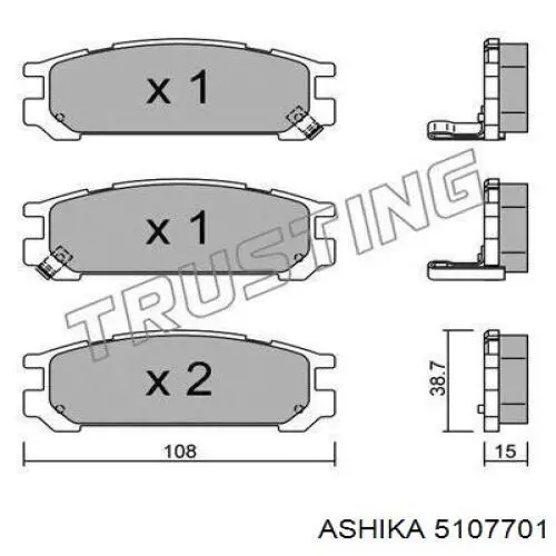 Колодки гальмові задні, дискові 5107701 Ashika