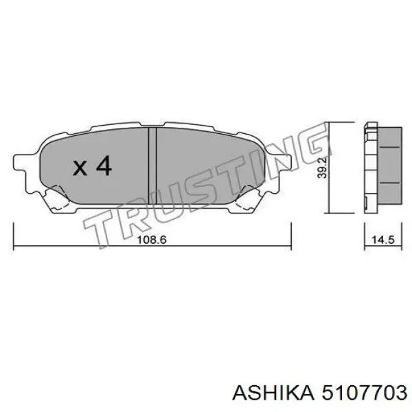 5107703 Ashika колодки гальмові задні, дискові