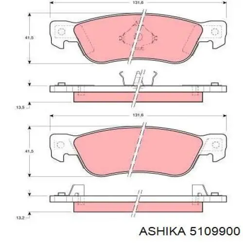 5109900 Ashika колодки гальмові задні, дискові