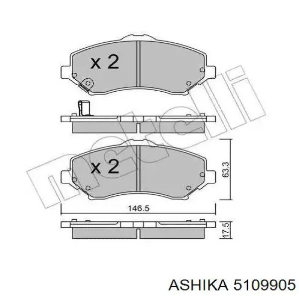 Задні гальмівні колодки Ashika 5109905 ціна, від 23.93 USD
