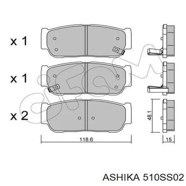 510SS02 Ashika колодки гальмові задні, дискові