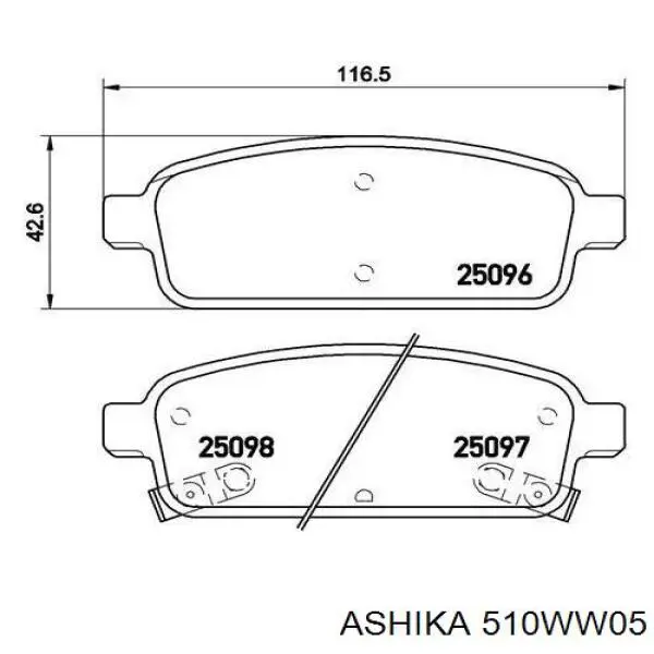 510WW05 Ashika Колодки гальмівні задні, дискові