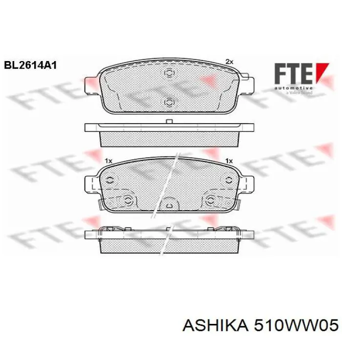 Задні дискові колодки Ashika 510WW05