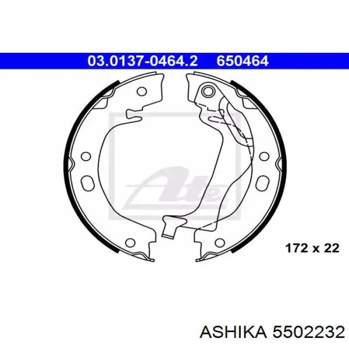 Колодки гальмові задні, барабанні 5502232 Ashika
