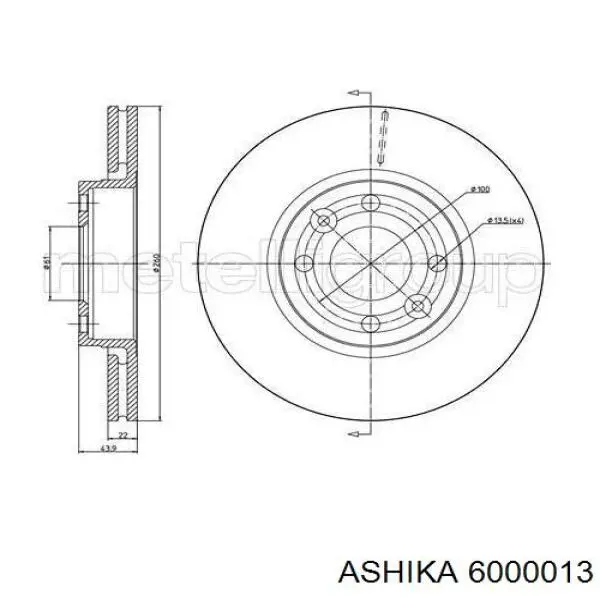 Диск переднього гальма Ashika 6000013 ціна, від 32.86 USD