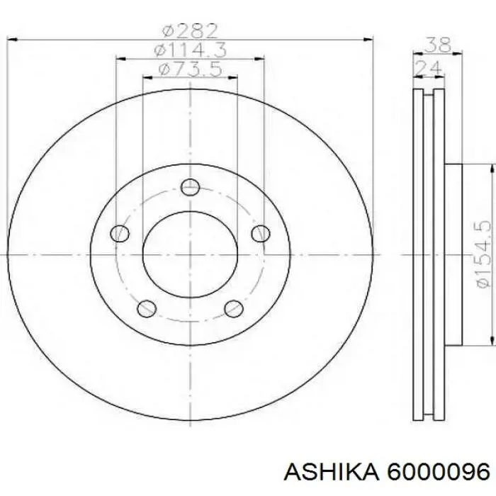 6000096 Ashika диск гальмівний передній