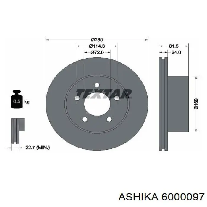 6000097 Ashika диск гальмівний передній