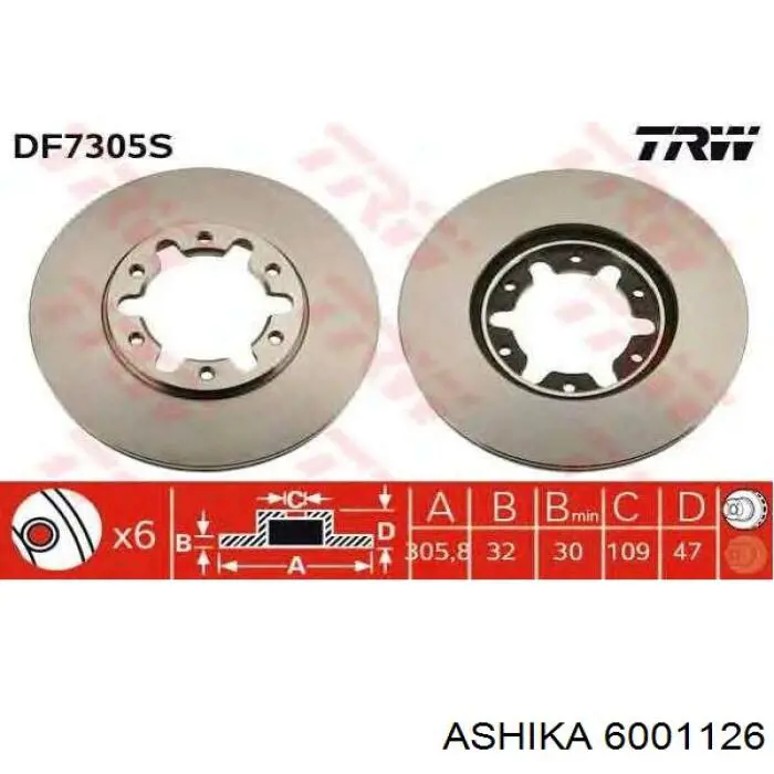 Гальмівні диски передні 6001126 Ashika