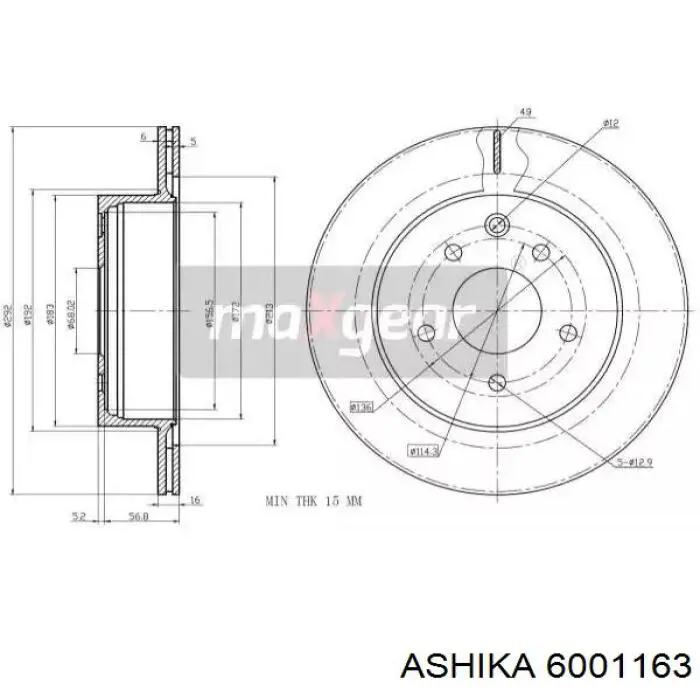Гальмівні диски передні 6001163 Ashika