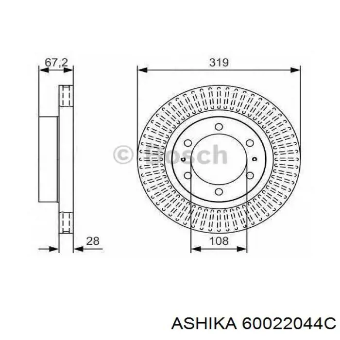 Диск гальмівний передній 60022044C Ashika