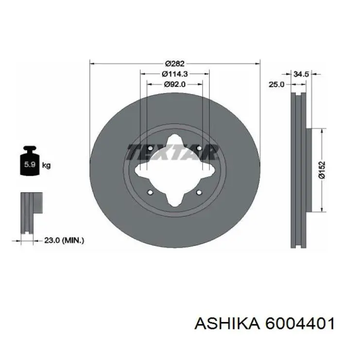 Диск гальмівний передній ABS 16183