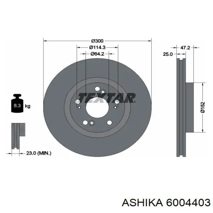 6004403 Ashika диск гальмівний передній