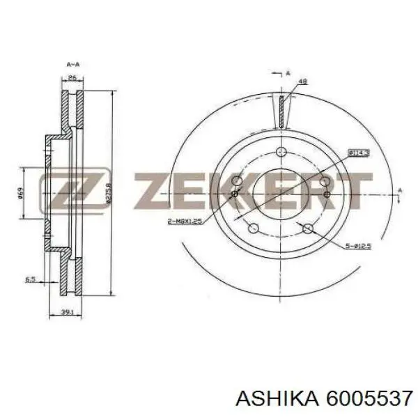 Диск переднього гальма Ashika 6005537 ціна, від 38.01 USD