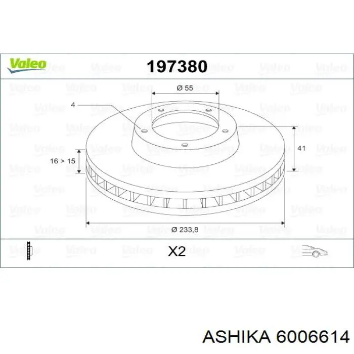 6006614 Ashika диск гальмівний передній