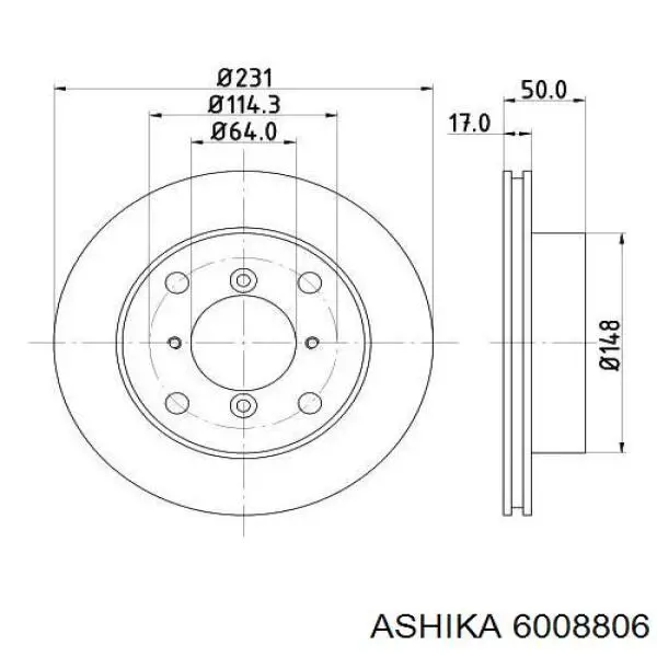 6008806 Ashika диск гальмівний передній