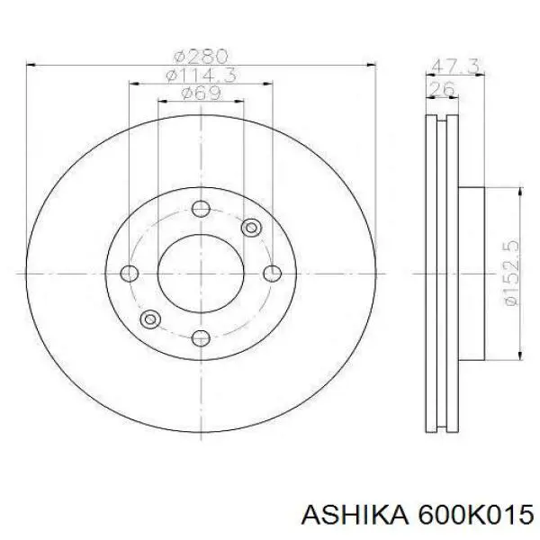 Купити 600K015 Ashika Ротор гальмівний