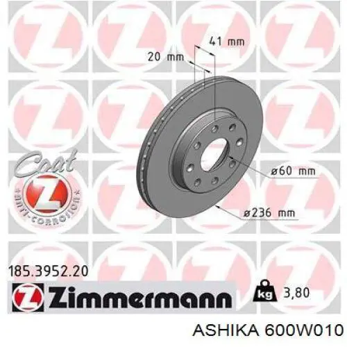 Диск гальмівний передній Ashika 600W010