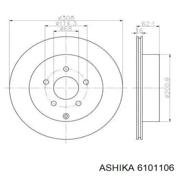 Задні дискові гальма Ashika 6101106 ціна, від 27.18 USD