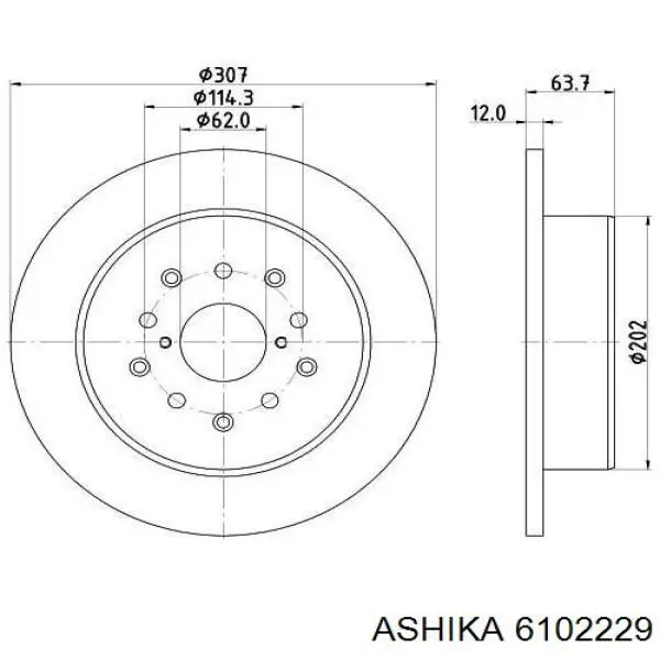 Диск гальмівний задній 6102229 Ashika