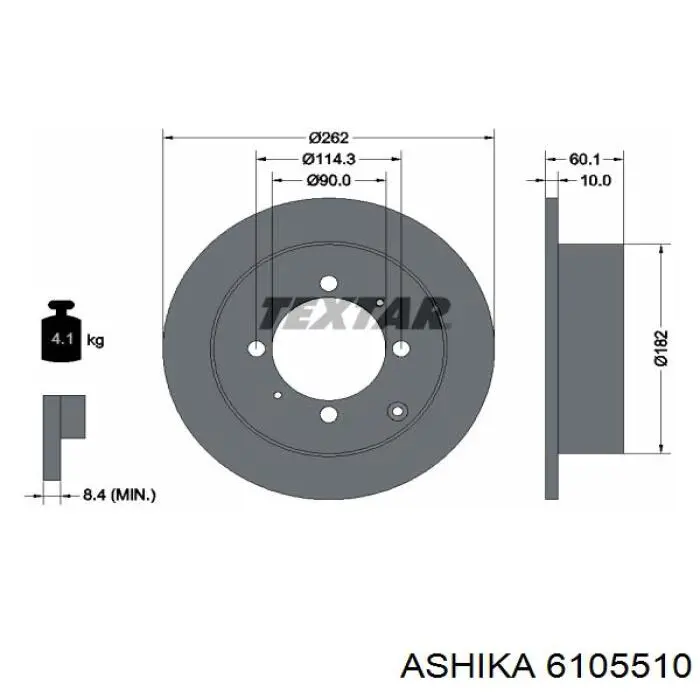 Диск гальмівний задній 6105510 Ashika