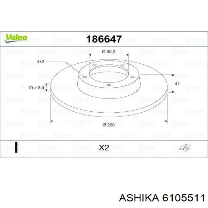 Купити 6105511 Ashika Диск заднього гальма