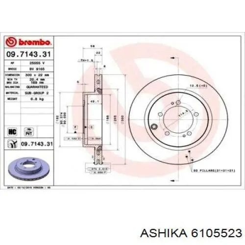 Гальмівні диски 6105523 Ashika