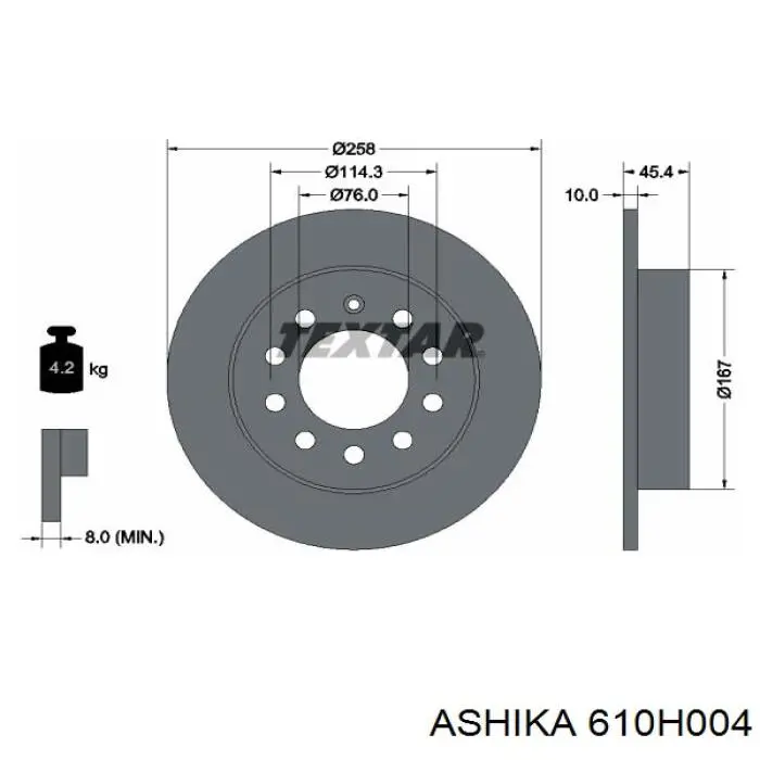 610H004 Ashika диск гальмівний задній