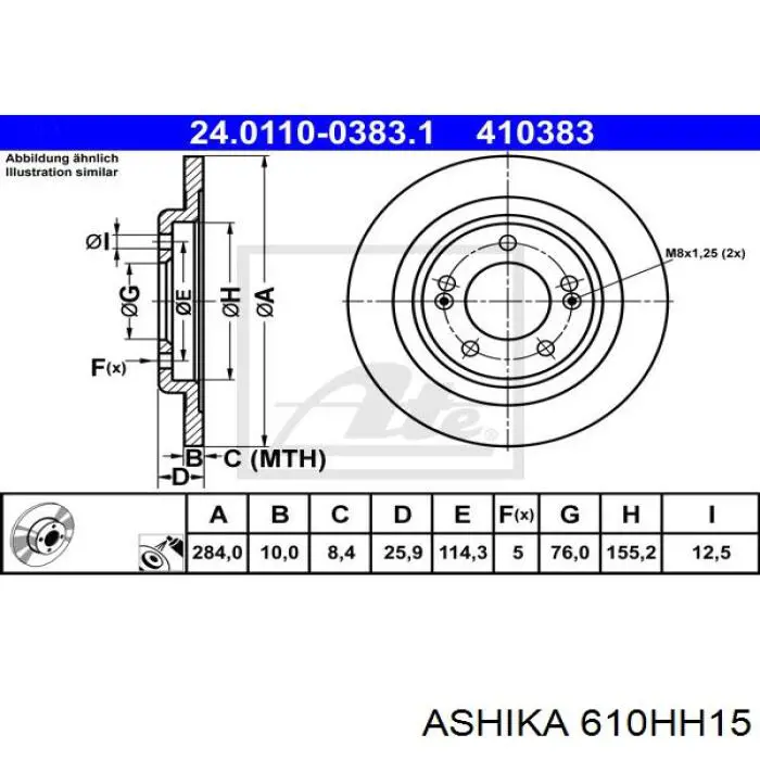 Задні дискові гальма Denckermann B130793 ціна, від 28.84 USD