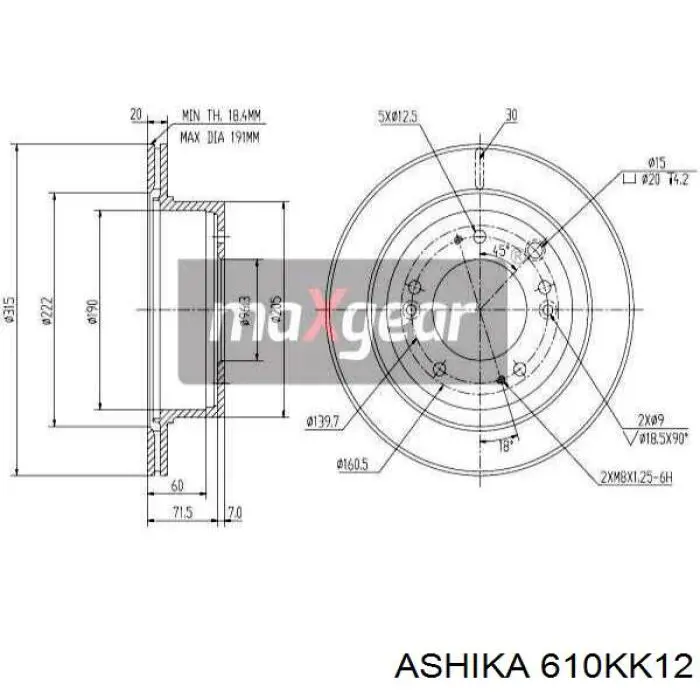 Задні дискові гальма Ashika 610KK12 ціна, від 39.93 USD