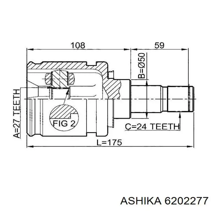 ШРУС зовнішній Ashika 6202277