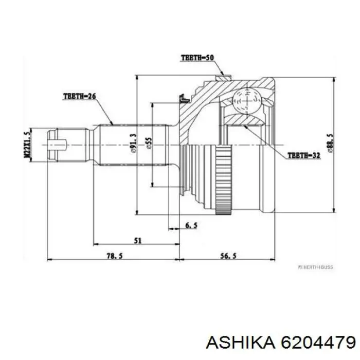 ШРУС зовнішній передній 6204479 Ashika