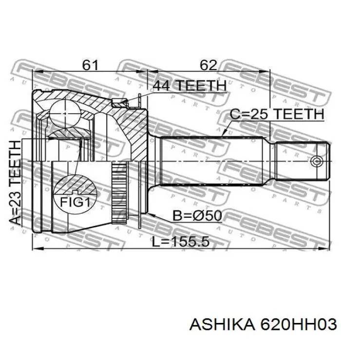 Купити 620HH03 Ashika Шарнір приводу зовнішній