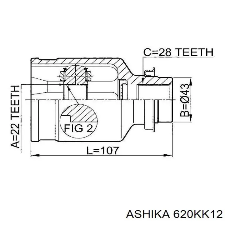 Купити 620KK12 Ashika ШРУС внутрішній правий
