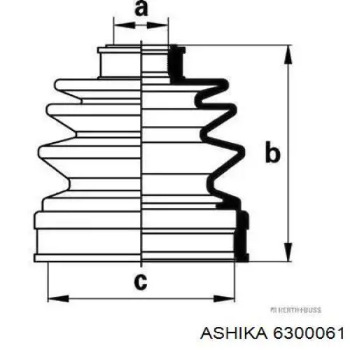 6300061 Ashika Пильник ШРУСа зовнішній, передній піввісі